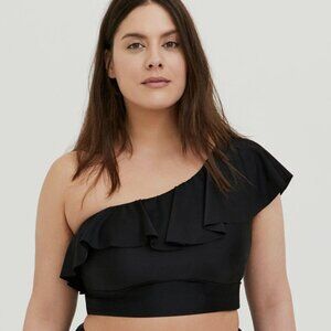 Torrid Bikini Top Wireless One Shoulder Flounce Ruffles Size 1